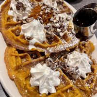 Weekend special - pumpkin waffles! Sooo good   at Veggie Galaxy in Cambridge