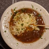 Vegan french onion soup at Veggie Galaxy in Cambridge