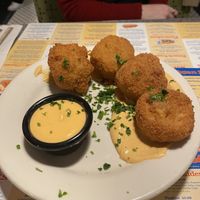 vegan mac and cheese bites  at Veggie Galaxy in Cambridge