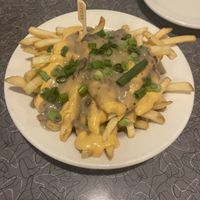 Vegan poutine, 3.5/5. More like cheese fries—which isn’t bad, just not what we expected! Also the cheese had a bit of a mustard taste which I didn’t love. Still good though!  at Veggie Galaxy in Cambridge