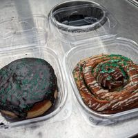 Irish cream doughnut and cinnamon roll at Veggie Galaxy in Cambridge