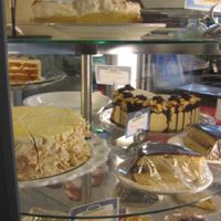 Spinning display of all vegan desserts! at Veggie Galaxy in Cambridge