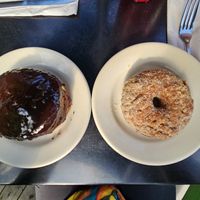 Boston cream and apple cider donutd at Veggie Galaxy in Cambridge