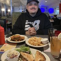 blt with potato salad, chik’n tenders and fries - amazing!  at Veggie Galaxy in Cambridge
