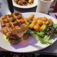 Waffle burger!  at Veggie Galaxy in Cambridge