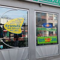 Outside at Veggie Galaxy in Cambridge