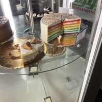 Vegan Rainbow cakee  at Veggie Galaxy in Cambridge