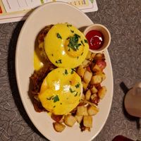 Vegan YoEggs on Jackfruit and Biscuit at Veggie Galaxy in Cambridge