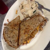 Rueben with potato salad. Delicious shades of beige    at Veggie Galaxy in Cambridge