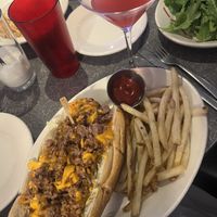 Harlem Style Chopped Cheese Hero and cosmo  at Veggie Galaxy in Cambridge