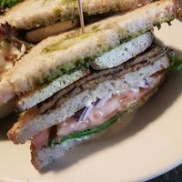 Club sandwich with seitan/tofu at Veggie Galaxy in Cambridge