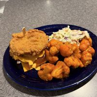 Blue plate w/ buffalo cauliflower   at Veggie Galaxy in Cambridge