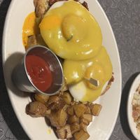 Corned beef hash benedict  at Veggie Galaxy in Cambridge