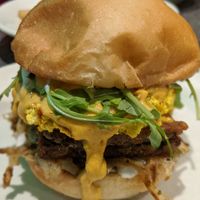 vegan bacon, egg, and cheese at Veggie Galaxy in Cambridge