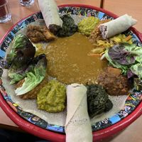 Mixed vegetarian (actually vegan) plate for two  at Asmara in Lyon