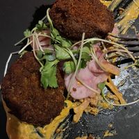 Vegan crab cakes   at Mohawk Bend in Los Angeles