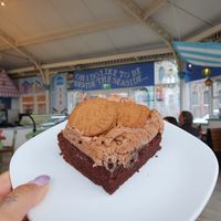 Vegan cake (brownie with lotus bisquit creme) at Mumbles Pier in Swansea
