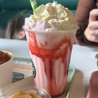 Strawberry milkshake - sooo good! Got the cream on top! at Neat Burger - Bishopsgate in London