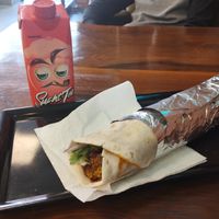 Lahmacun with falafel... Sooo good at Veganland - Porz in Cologne