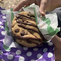 Chocolate-stuffed cookie  at The Polka Dot Bakery in East London