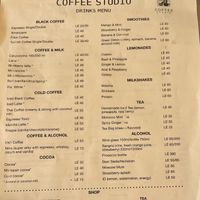 Menu  at Coffee Studio in Hurghada