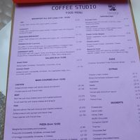 Food menu at Coffee Studio in Hurghada