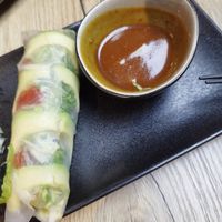 Summer rolls with avocado, dried tomatoes and peanut butter sauce at Vevi Restaurant II in Vienna
