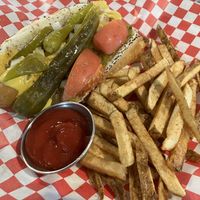 Chicago-style not dog  at XMarket & Vegan Food Hall - Uptown in Chicago