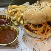 Banana burger  at El Patio in Bocas Del Toro