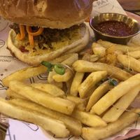 Vegan burger   at El Patio in Bocas Del Toro