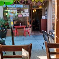 Outdoor seating. If you don't find parking right away, just go around the block. at Masala Desi Cafe in Burlingame