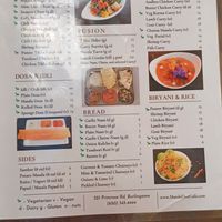 Menu-front at Masala Desi Cafe in Burlingame