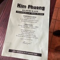 Menu front  at Kim Phuong Vegetarian Delight in Renton