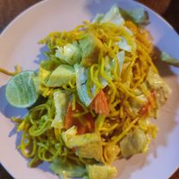 Fried yellow noodles with tofu at Bam Bam in Koh Tao