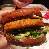 Crabcake sandwich with wasabi aoli. Delicious! at Native Foods - Wicker Park in Chicago