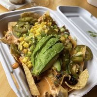 Nachos with avocado and taco meat - my fav  at Native Foods - Wicker Park in Chicago