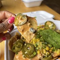 Nachos with avocado and taco meat - my fav  at Native Foods - Wicker Park in Chicago