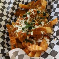 Curry fries at BeeWali's Vegan AF in Los Angeles