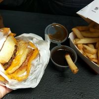 Patty & egg muffin w. fries at Lord of the Fries in Windsor