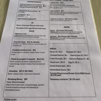 Breakfast menu  at Yellowish in Hamilton