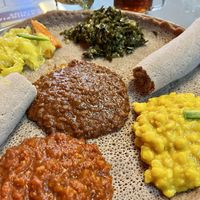 vegan platter with numbers 11, 12, 14, 15, and 16!  at Tesfa in Chicago