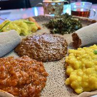 vegan platter with numbers 11, 12, 14, 15, and 16!  at Tesfa in Chicago