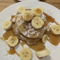 Banana and maple syrup pancakes 🥞 🤤  at Meow Cafe in Epping