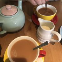 Teapot with soya milk and vegan biscuit  #Veganuary at Willow Tree Cafe No 5 in Sowerby Bridge