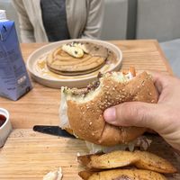 Burger and pancakes   at Evergreen Organics - Gate Mall in Doha