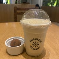 Salted caramel smoothie and chocolate truffle   at Evergreen Organics - Gate Mall in Doha