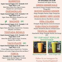 Vegan menu at Olga's Naturally in Los Angeles