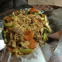 Stir fried vegetables with noodles  at Thai Box in Skopje