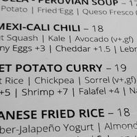 Menu with clearly marked vegan selections  at Unconventional Diner in Washington