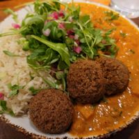Sweet potato curry with falafel (the “best” my Daniel has ever had)  at Unconventional Diner in Washington